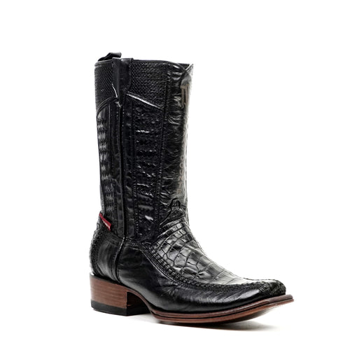 Alligator Belly Black Zip Boots - Narrow Square Toe (FLO22) - Gomez Western Wear
