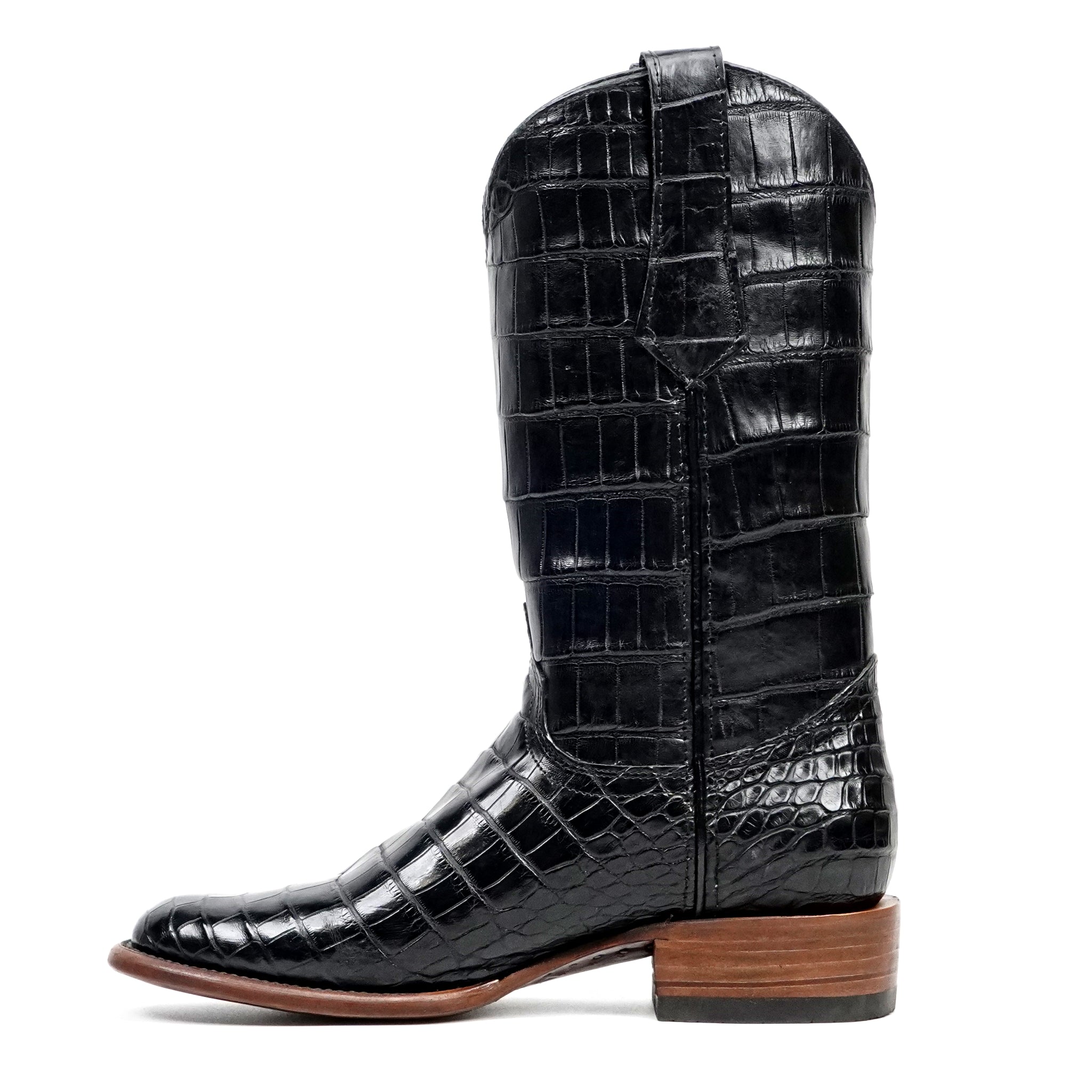 James Full Alligator Boots - Black - Round Toe (FU220) - Gomez Western Wear