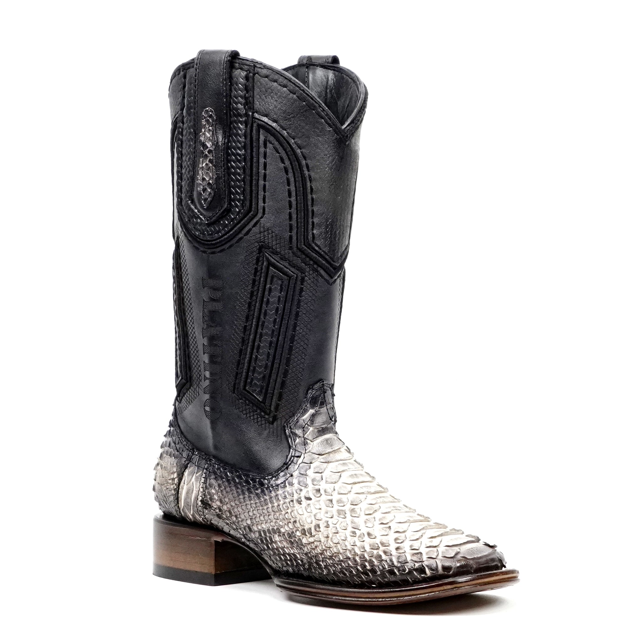 Tanner Platinum Python Boots - Natural - Square Toe