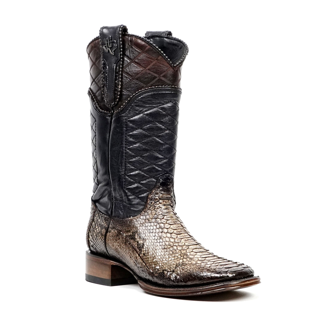 Tanner Platinum Python Boots - Chameleon - Square Toe - Gomez Western Wear