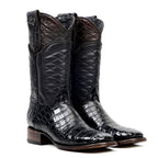 Botas James Platinum de Piel de Cocodrilo del Vientre - Negras - Punta Cuadrada