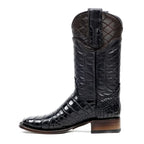 Botas James Platinum de Piel de Cocodrilo del Vientre - Negras - Punta Cuadrada