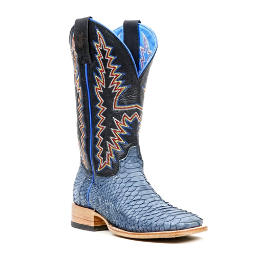 Braxton Python Boots - Denim Blue - Square Toe - Gomez Western Wear