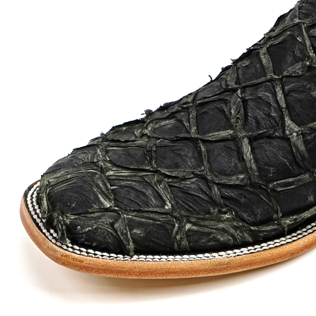 Connor Pirarucu Fish Boots - Gray Black - Square Toe (PZ60)
