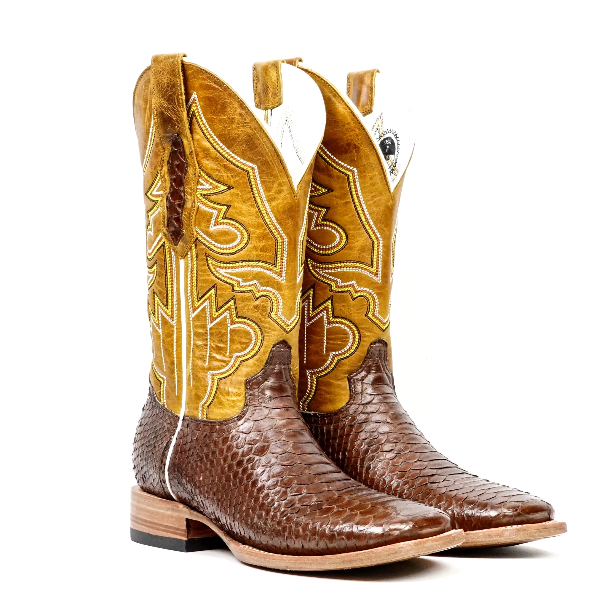 Braxton Python Boots - Brown - Square Toe - Gomez Western Wear