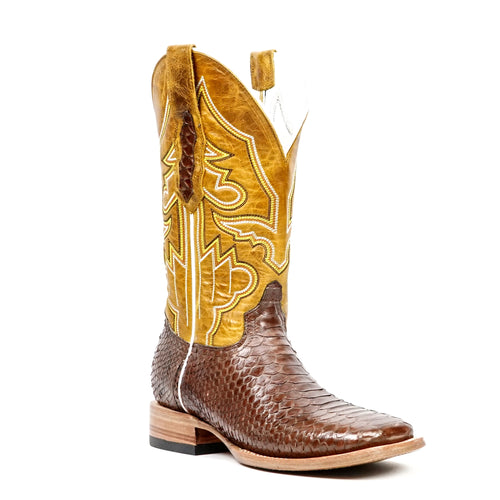 Braxton Python Boots - Brown - Square Toe - Gomez Western Wear