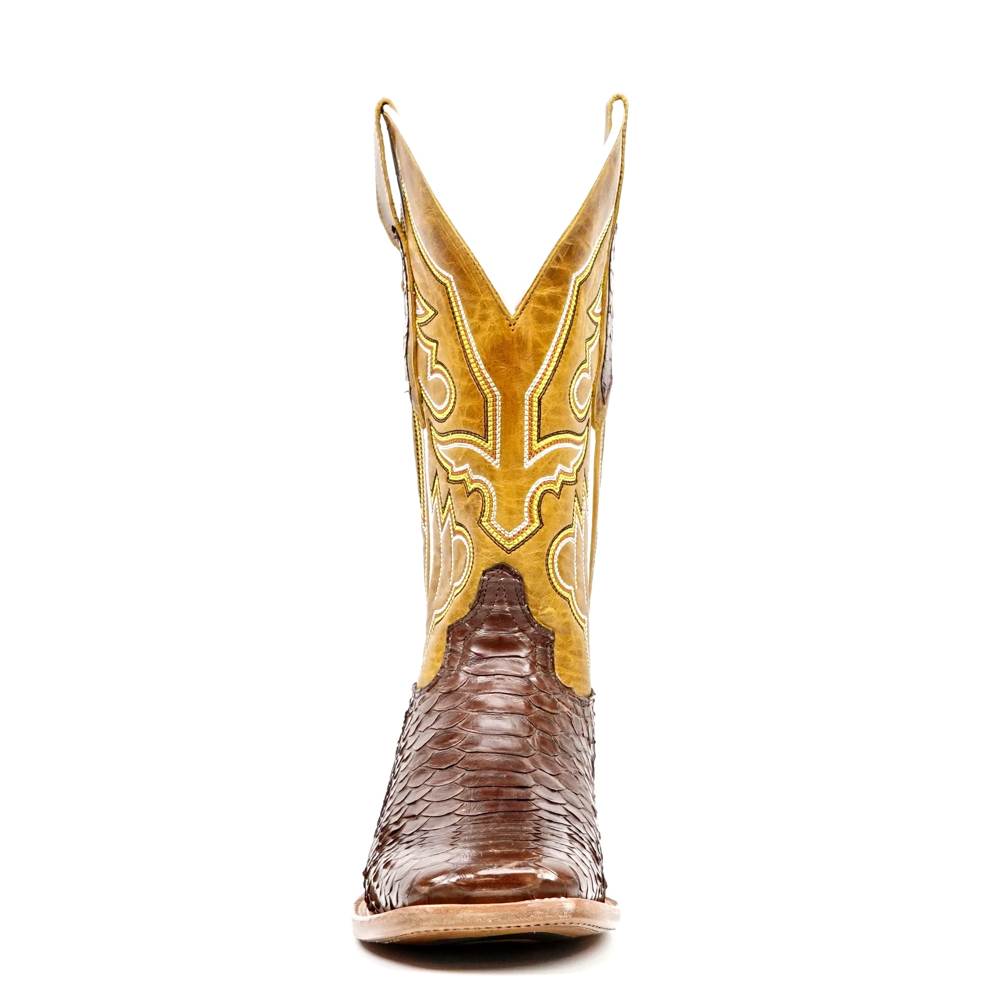Braxton Python Boots - Brown - Square Toe - Gomez Western Wear
