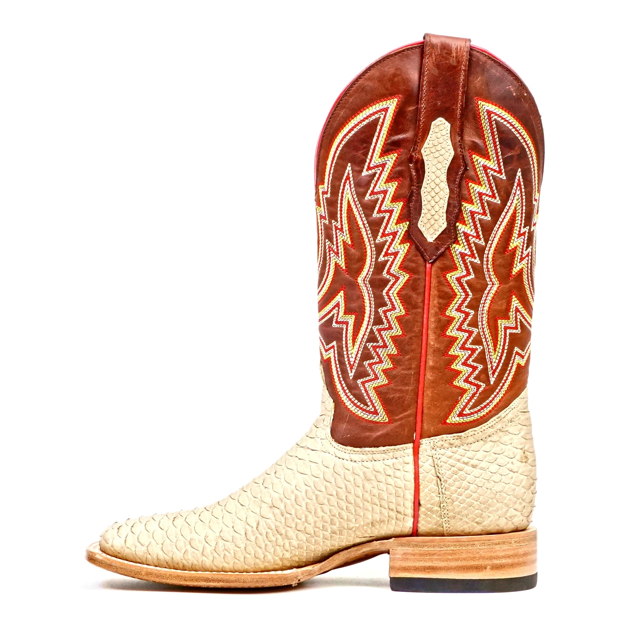 Braxton Python Boots- Cappuccino - Square Toe - Gomez Western Wear