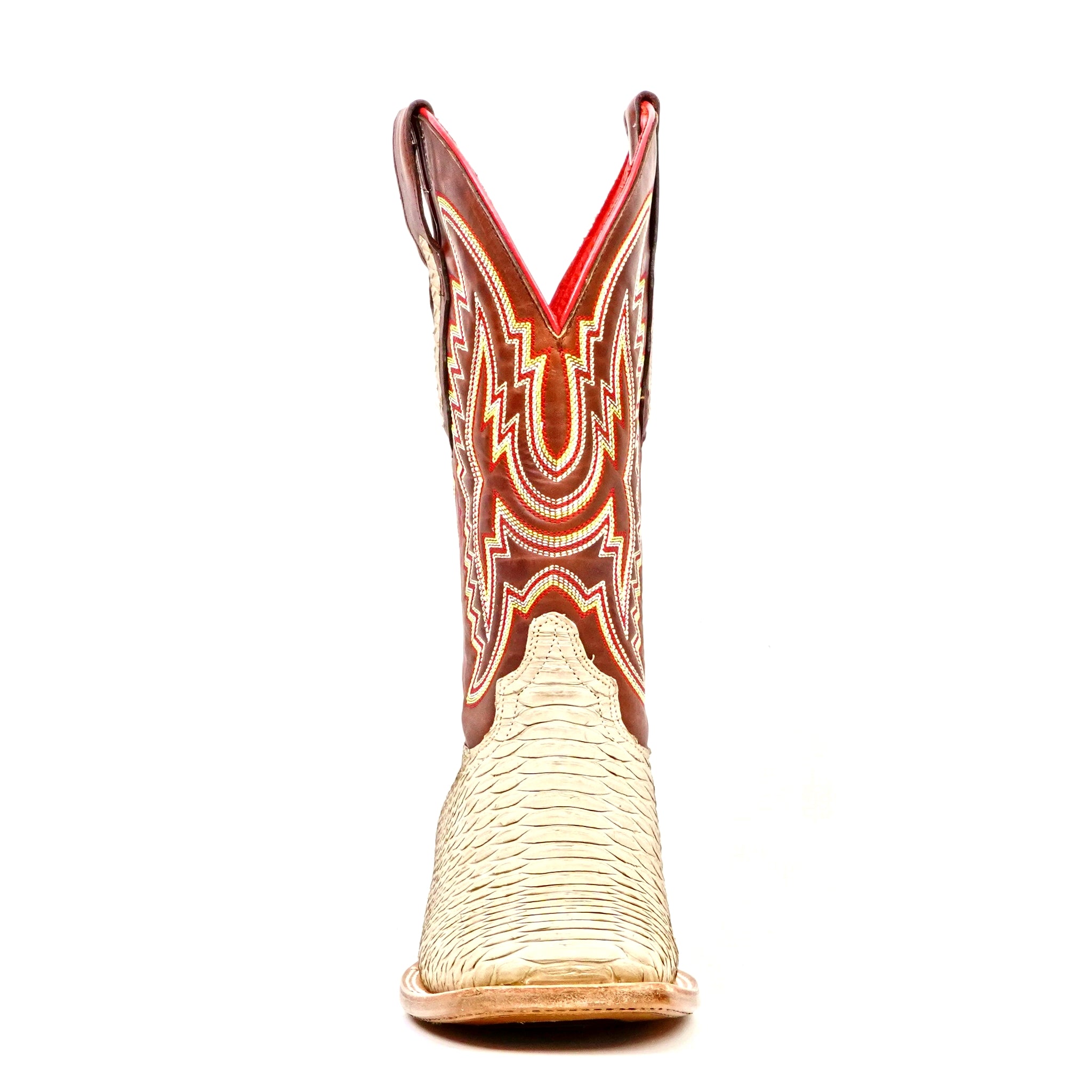 Braxton Python Boots- Cappuccino - Square Toe - Gomez Western Wear