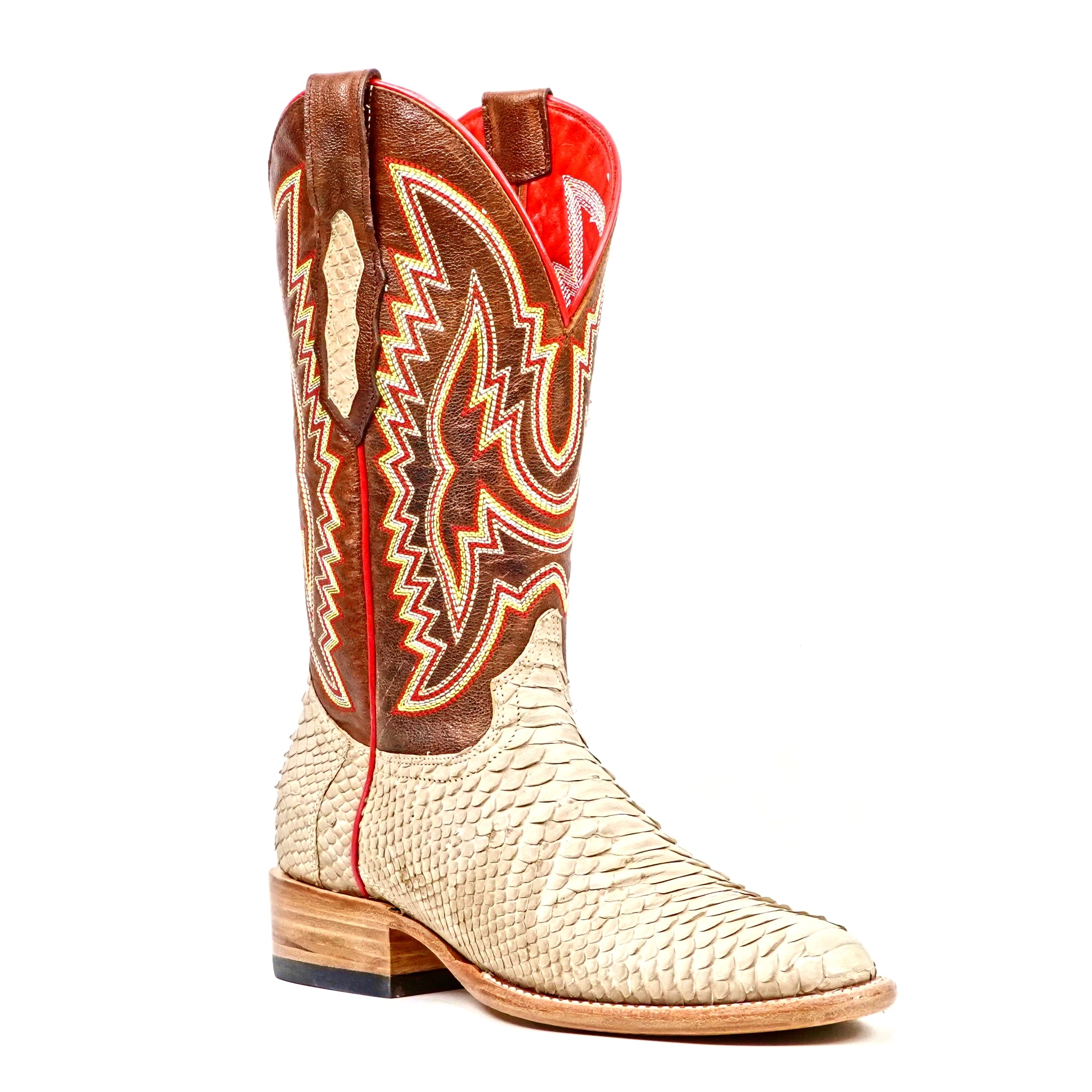 Braxton Python Boots - Cappuccino - Roper Toe - Gomez Western Wear