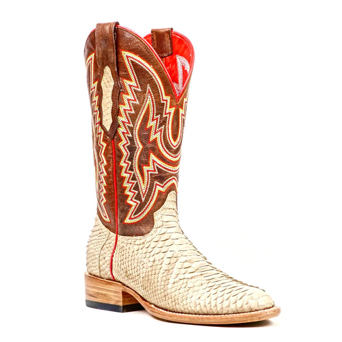 Braxton Python Boots - Cappuccino - Roper Toe - Gomez Western Wear