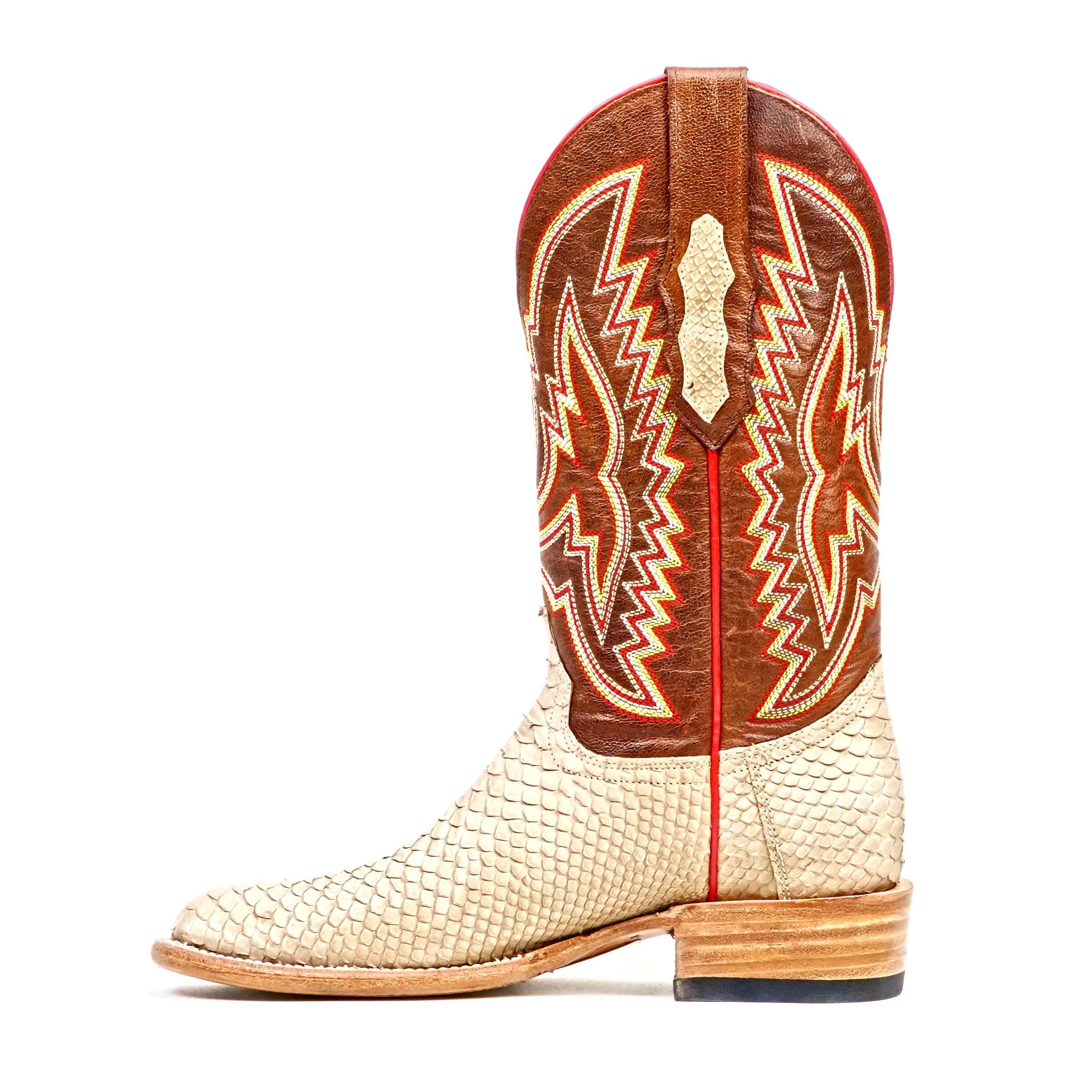 Braxton Python Boots - Cappuccino - Roper Toe - Gomez Western Wear