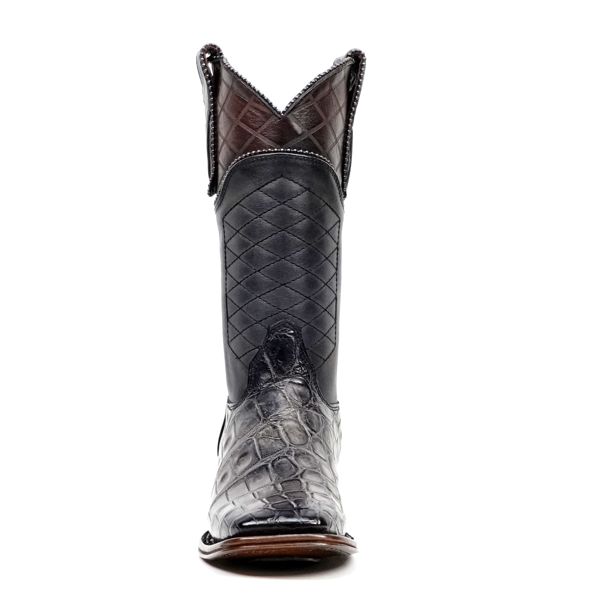 James Platinum Alligator Belly Boots - Dark Gray - Square Toe - Gomez Western Wear