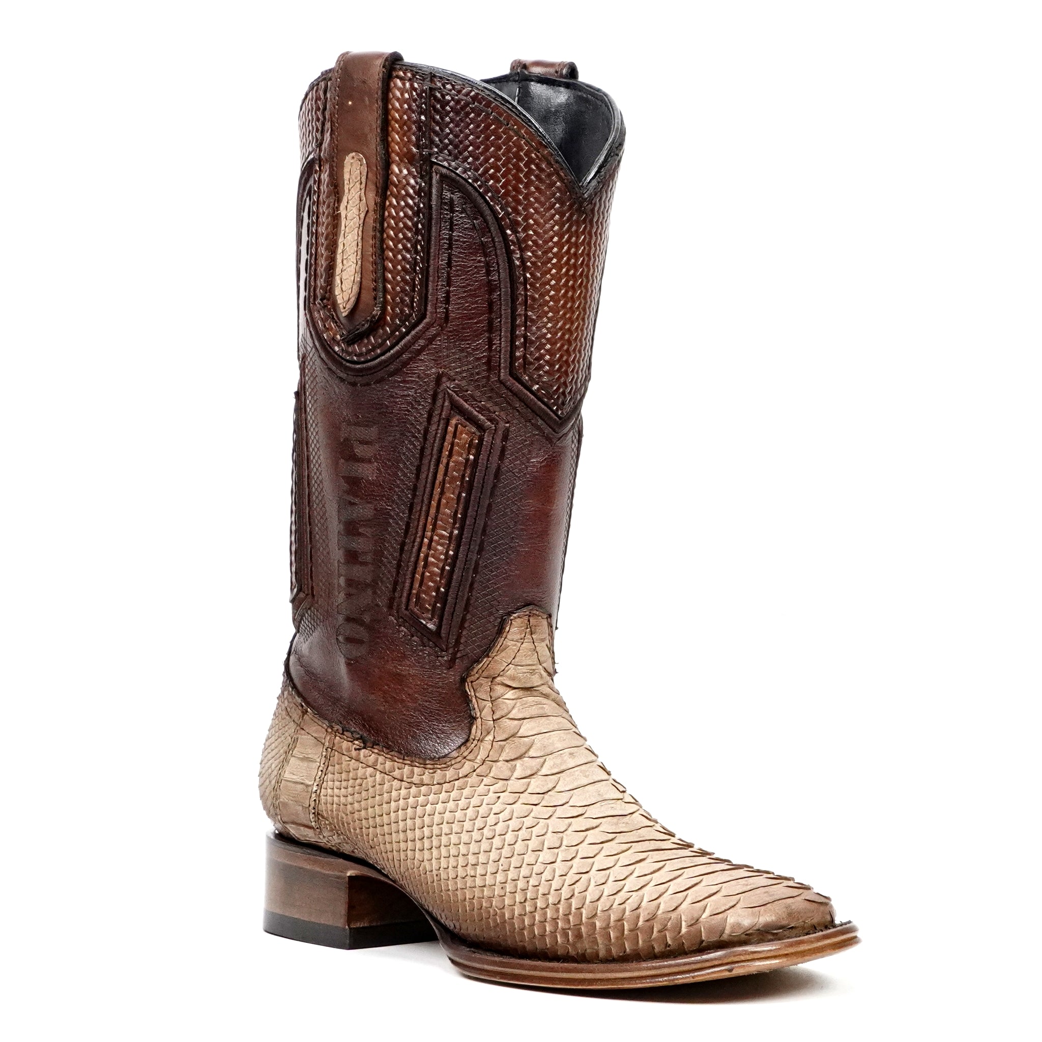 Botas Tanner Platinum Python - Capuchino - Punta Cuadrada