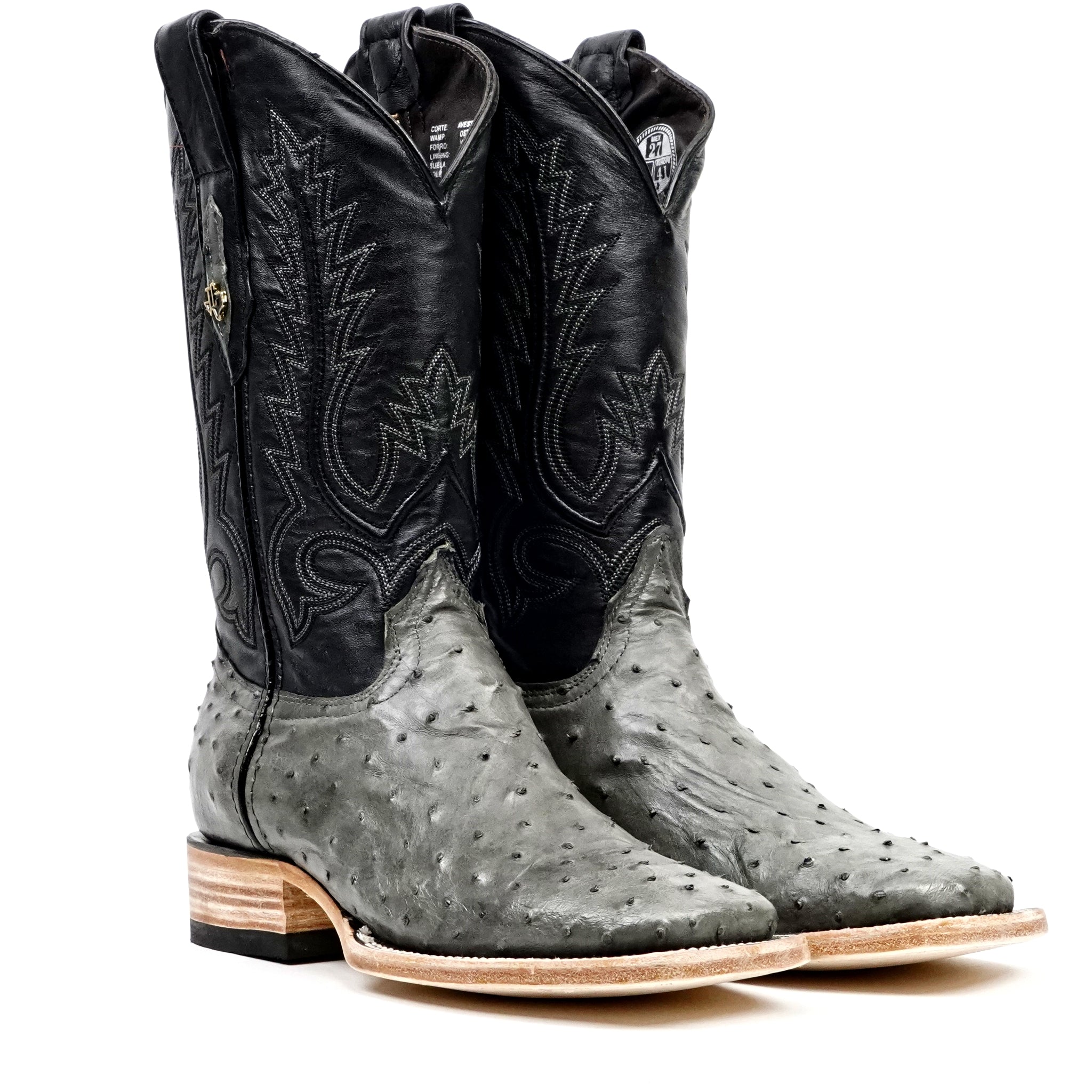 Austin Ostrich Boots - Gray - Square Toe (AV20) - Gomez Western Wear