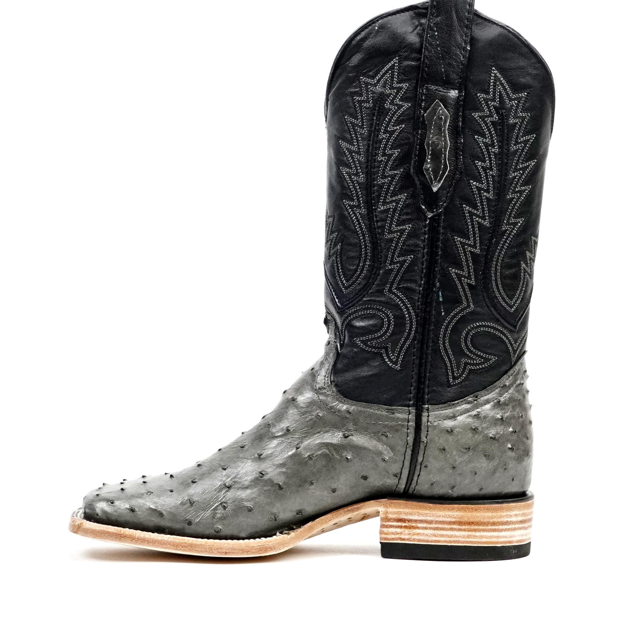 Austin Ostrich Boots - Gray - Square Toe (AV20) - Gomez Western Wear