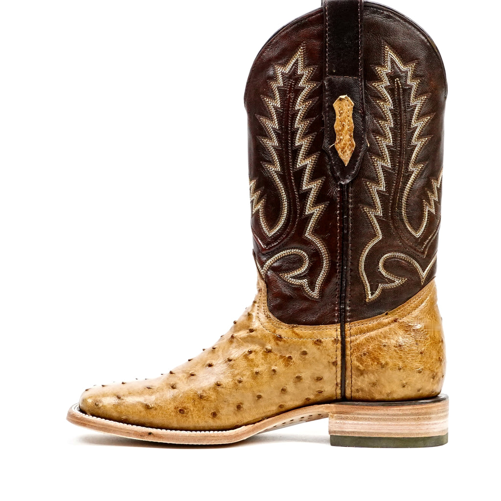 Botas de avestruz Austin - Color cervatillo - Punta cuadrada (AV20)