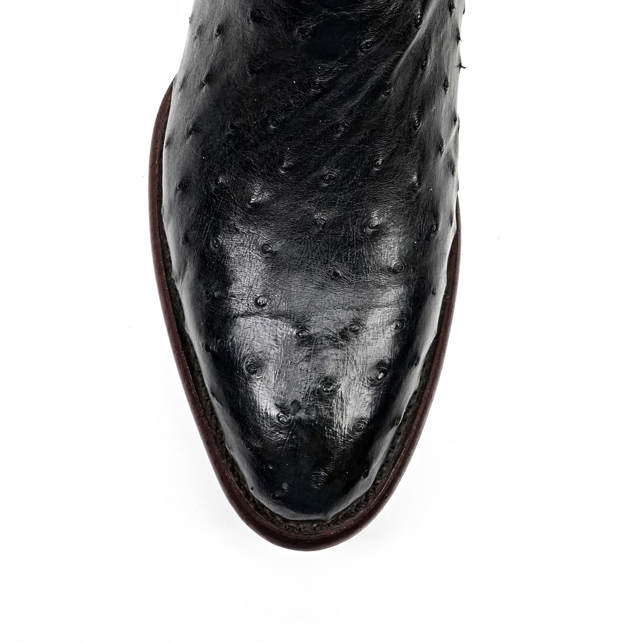 Austin Ostrich Boots - Black - Round Toe (AV230)