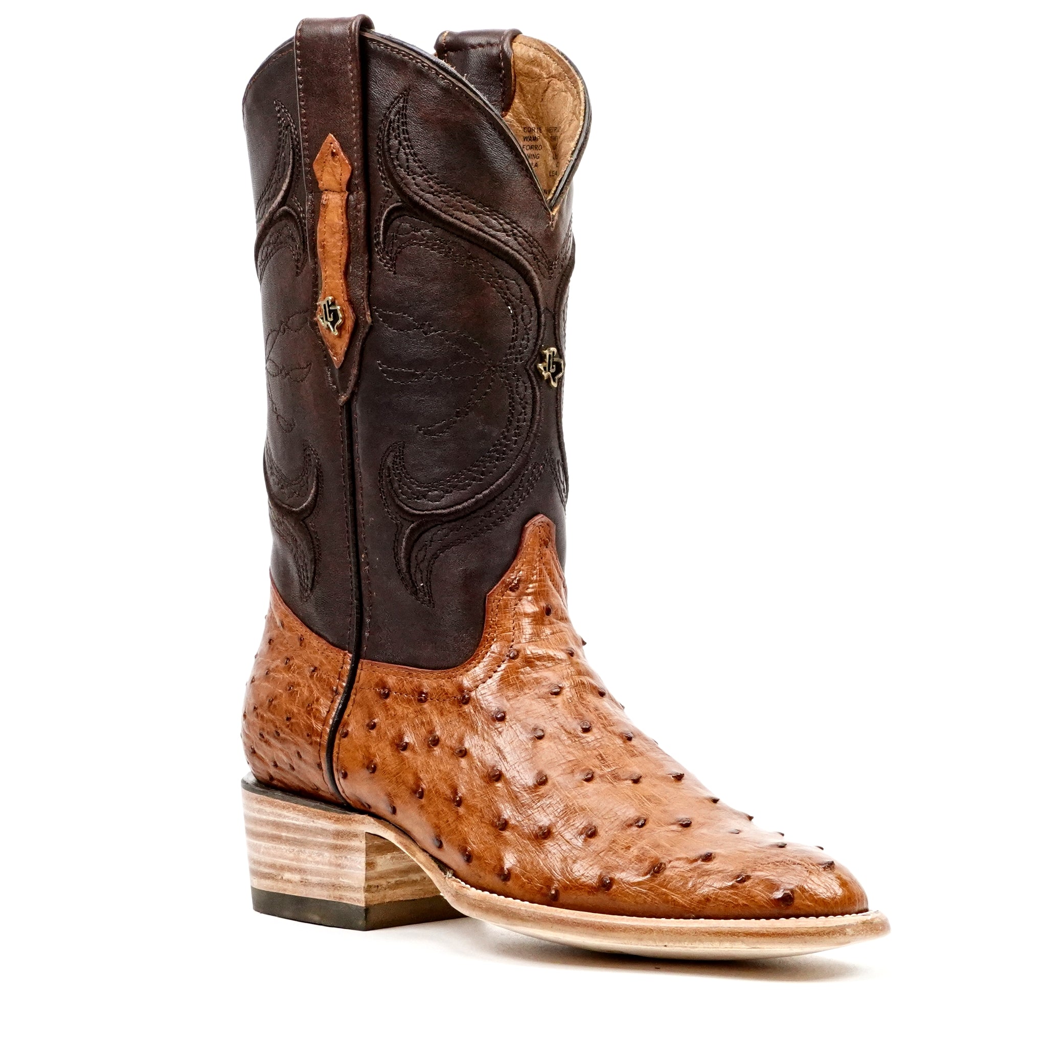 Austin Ostrich Boots - Brandy - Roper Toe (AV201) - Gomez Western Wear