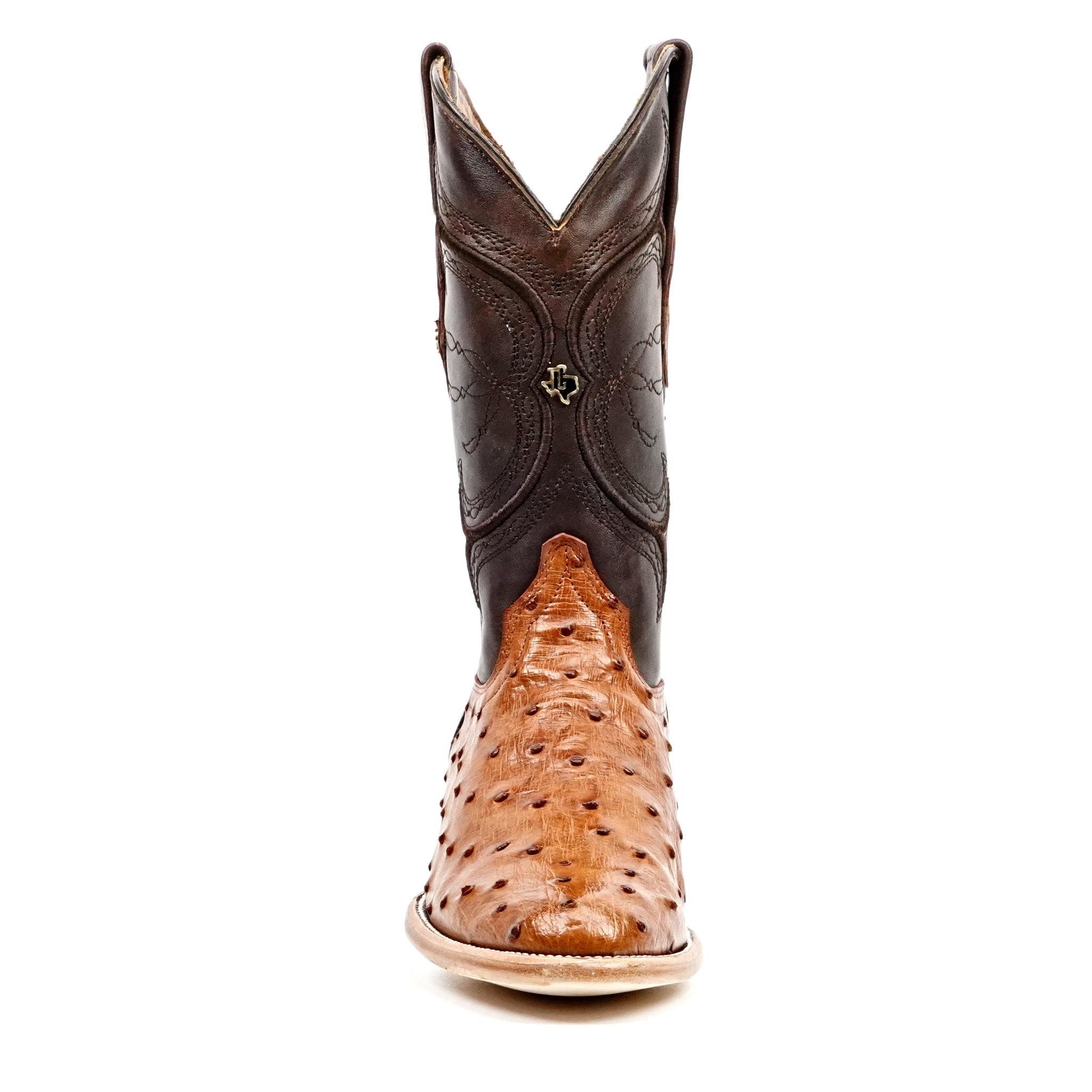 Austin Ostrich Boots - Brandy - Roper Toe (AV201) - Gomez Western Wear