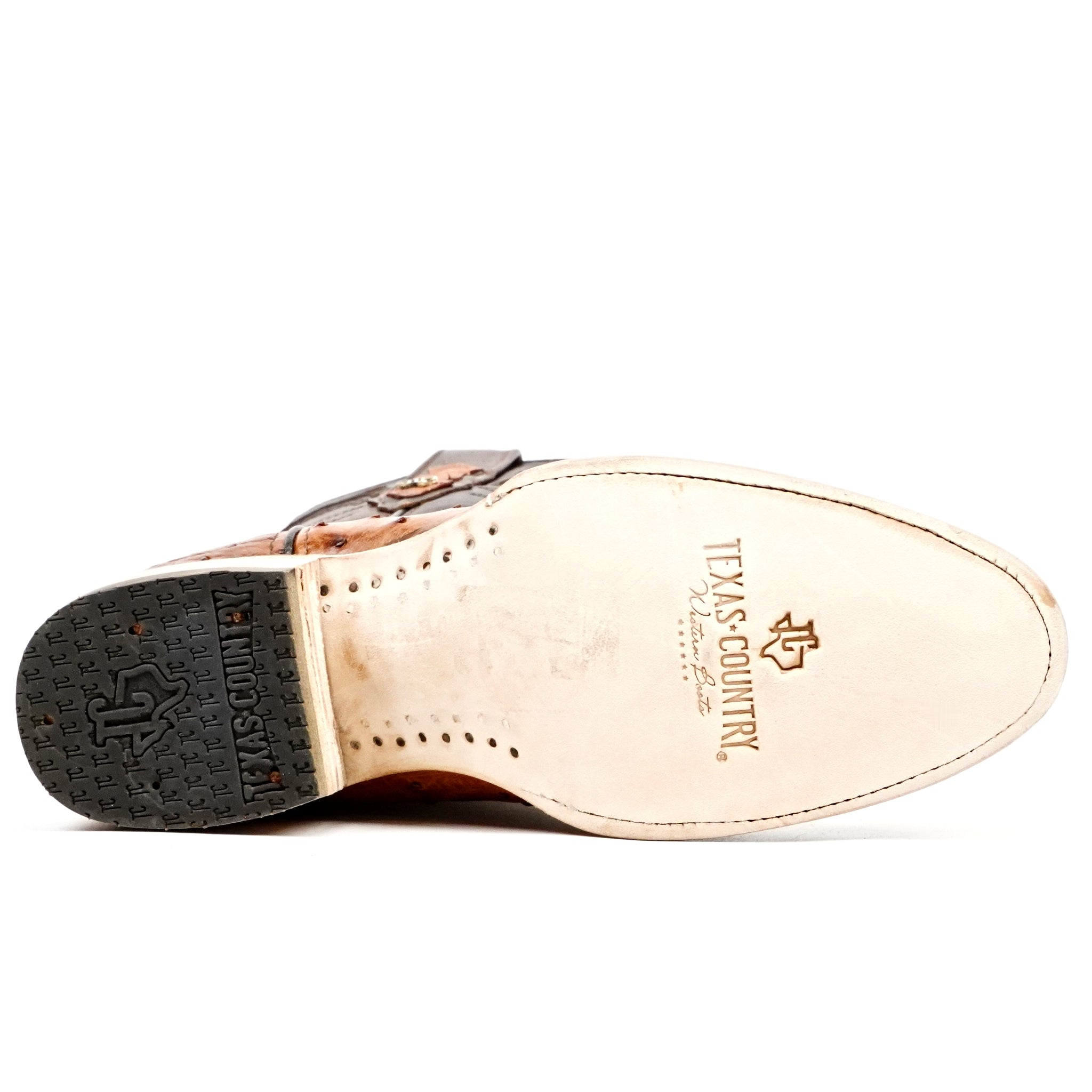 Austin Ostrich Boots - Brandy - Roper Toe (AV201) - Gomez Western Wear