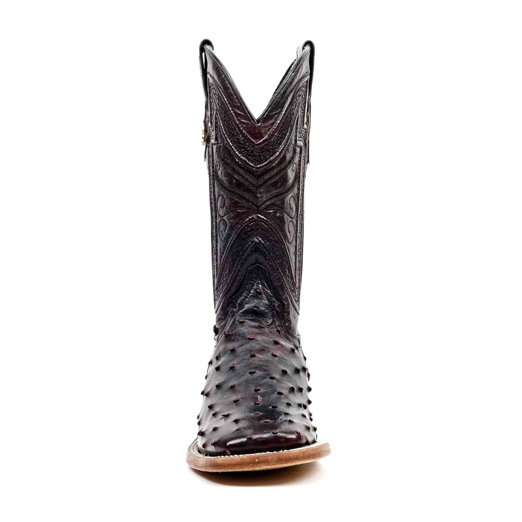 Austin Ostrich Boots - Black Cherry - Square Toe (AV20)