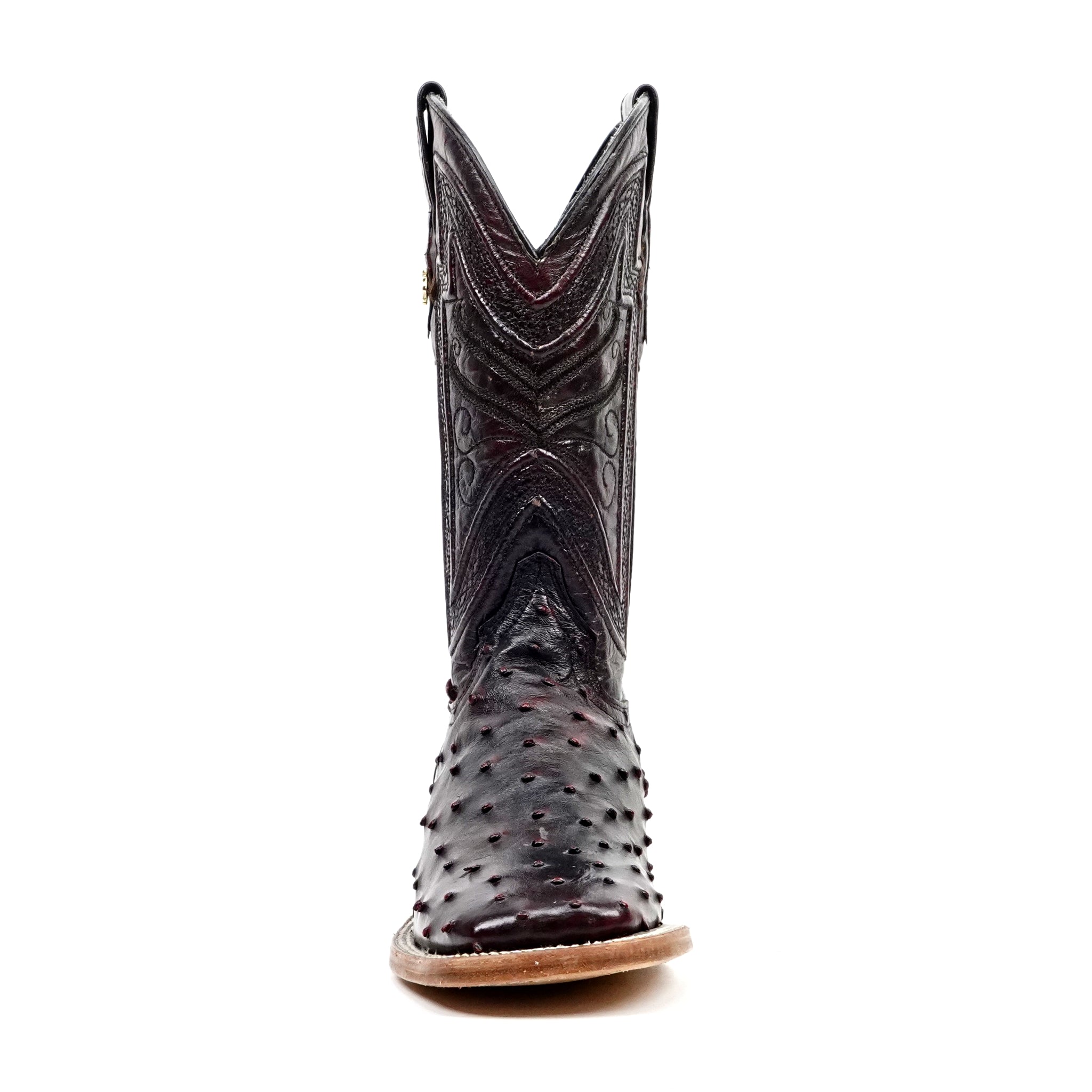 Austin Ostrich Boots - Black Cherry - Square Toe (AV20)
