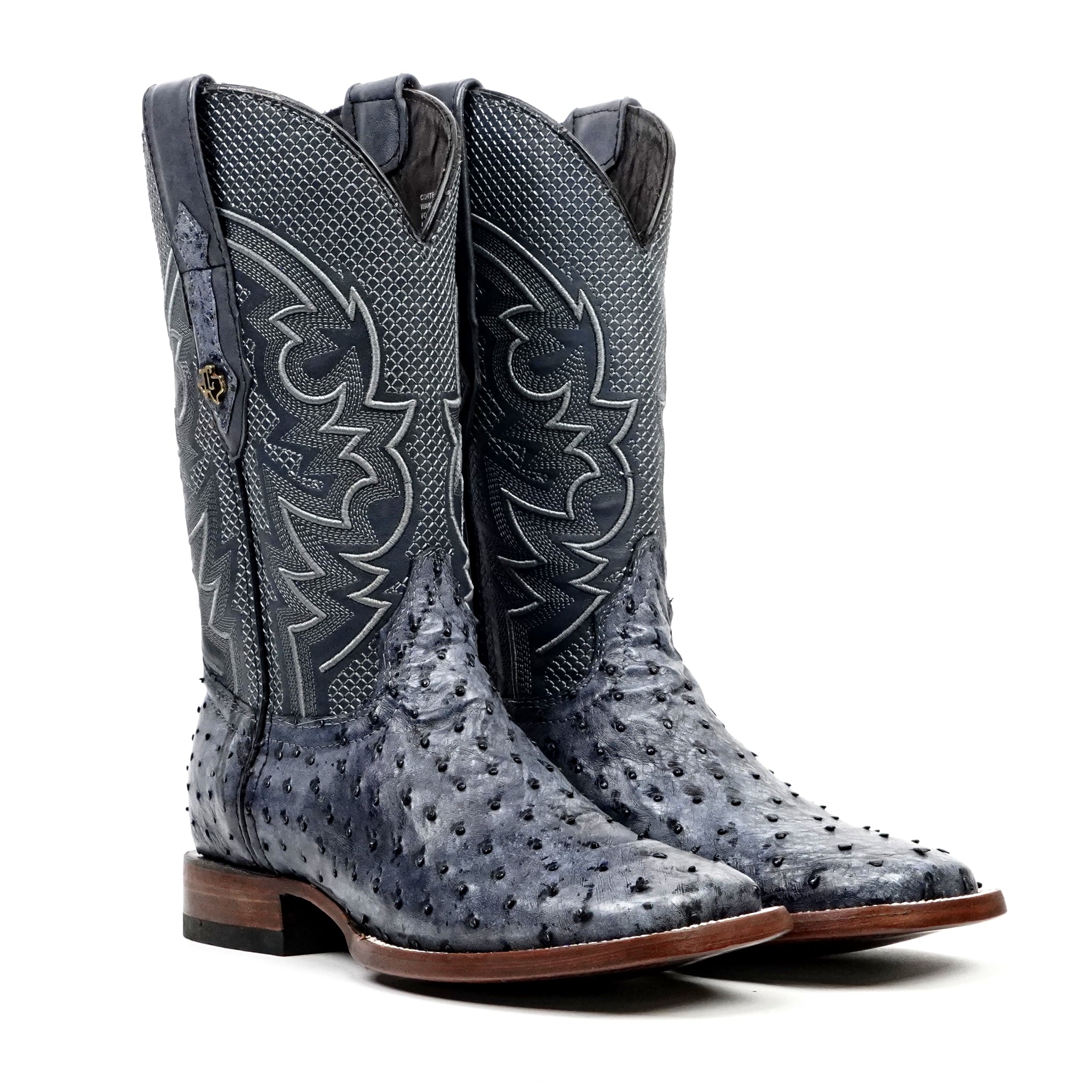 Austin Ostrich Boots - Safari Gray - Square Toe (AV20) - Gomez Western Wear