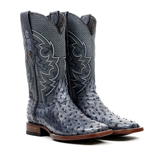Austin Ostrich Boots - Safari Gray - Square Toe (AV20) - Gomez Western Wear
