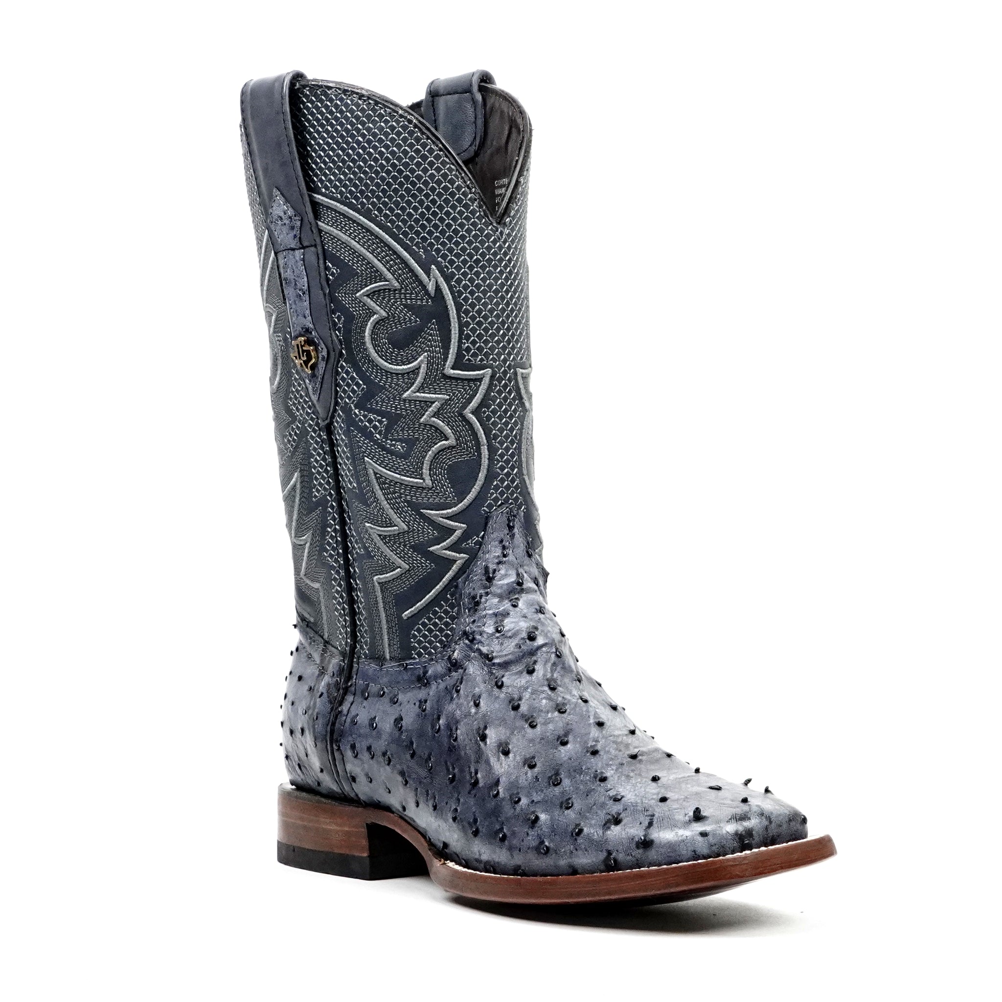 Austin Ostrich Boots - Safari Gray - Square Toe (AV20) - Gomez Western Wear