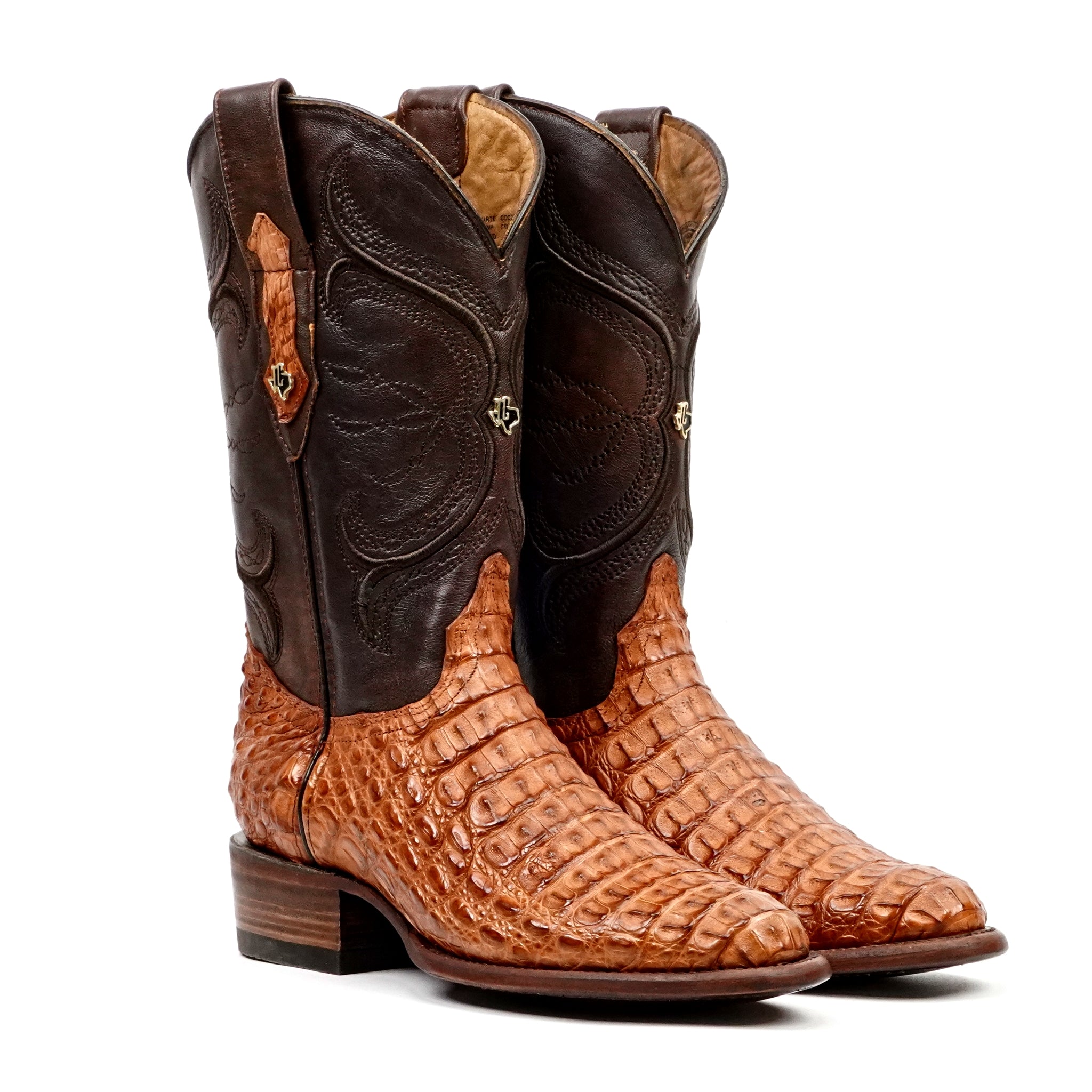 Rhodes Caiman Hornback Boots - Brandy - Rodeo Toe (LT80)