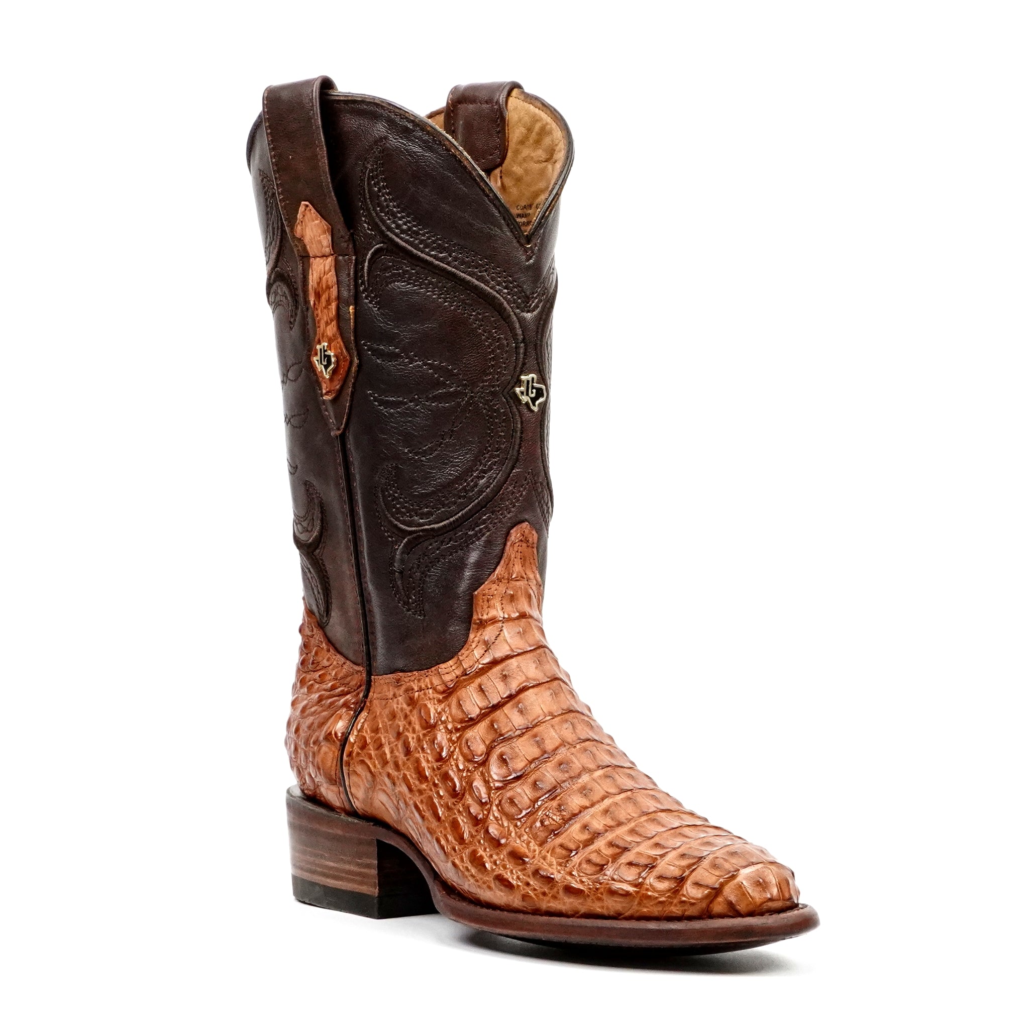 Rhodes Caiman Hornback Boots - Brandy - Rodeo Toe (LT80)