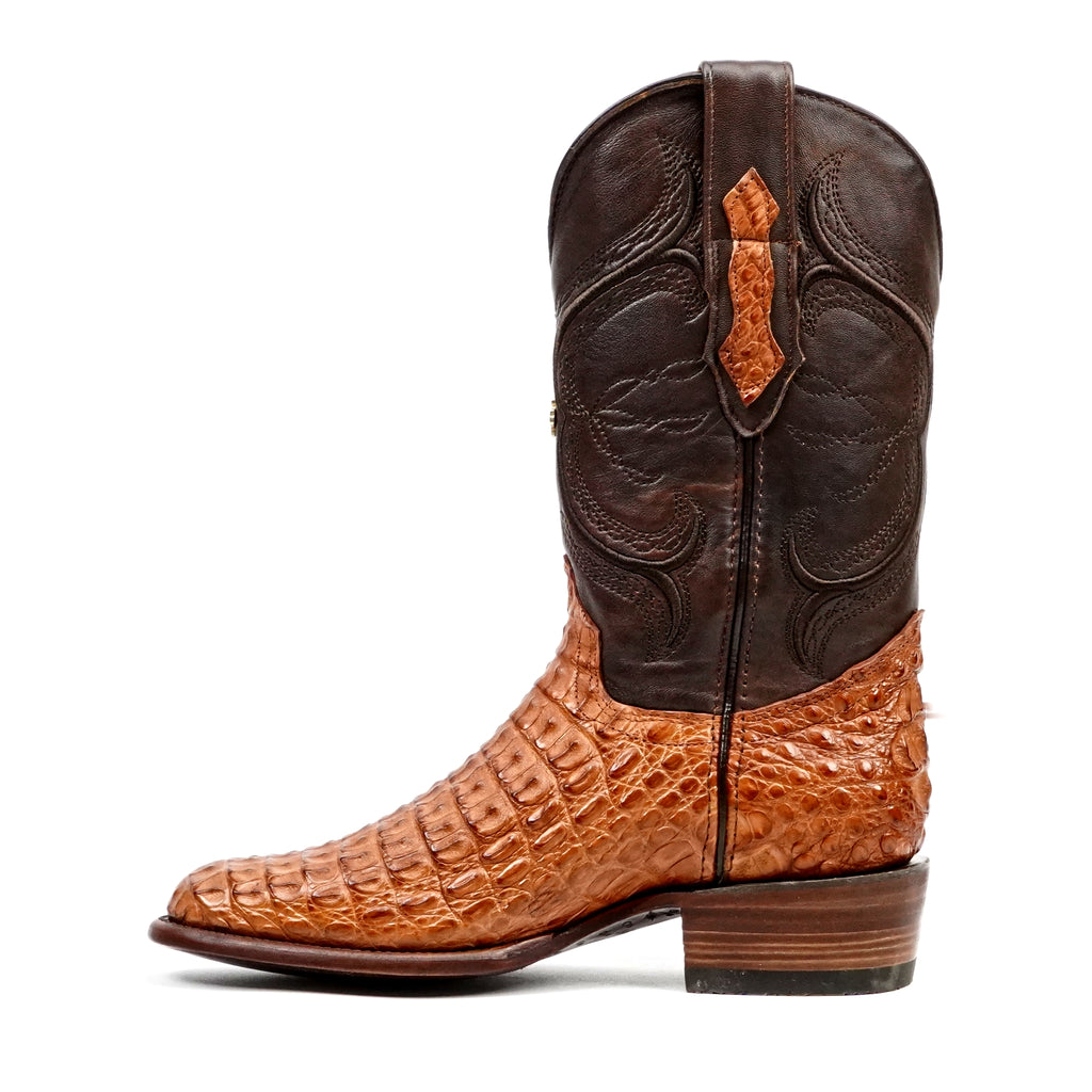 Rhodes Caiman Hornback Boots - Brandy - Rodeo Toe (LT80)