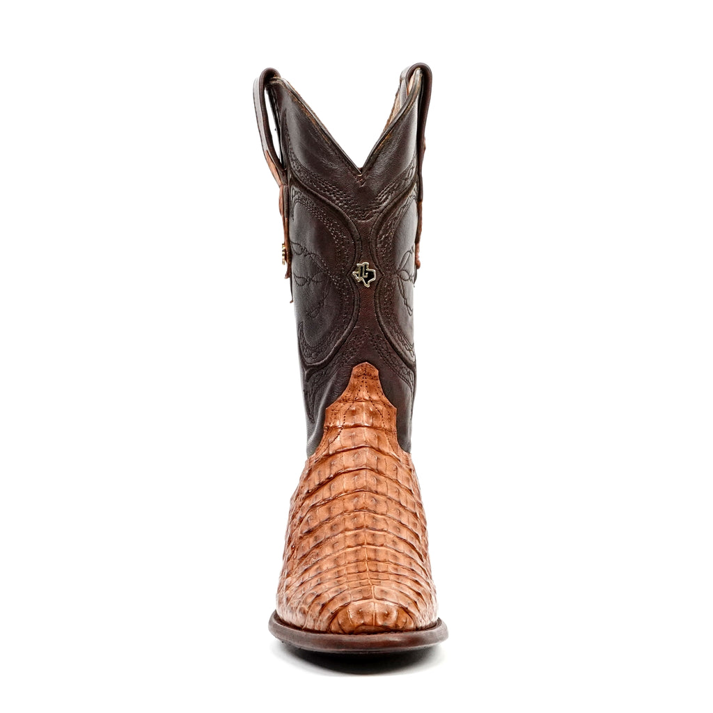 Rhodes Caiman Hornback Boots - Brandy - Rodeo Toe (LT80)