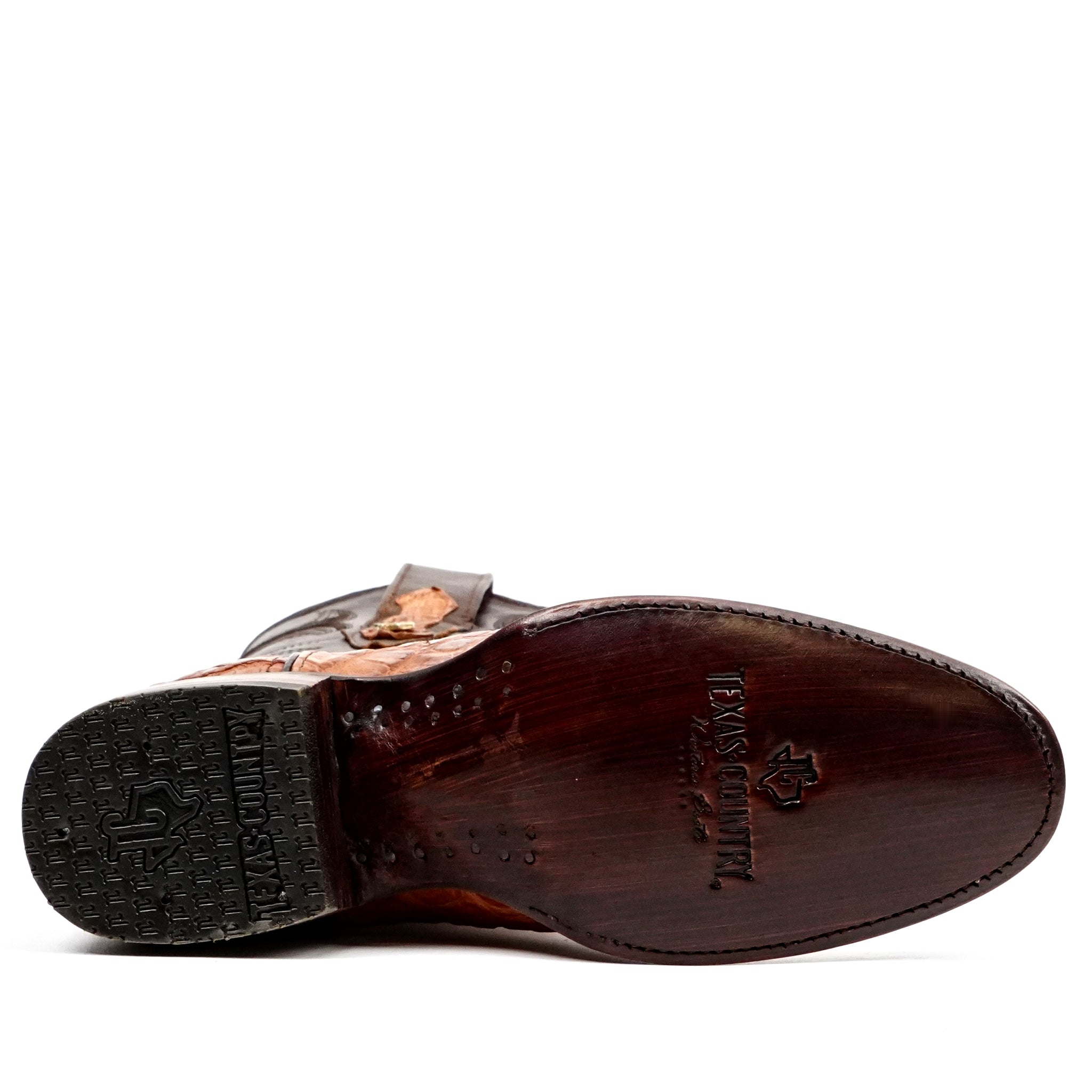 Rhodes Caiman Hornback Boots - Brandy - Rodeo Toe (LT80)