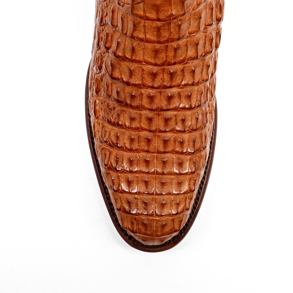 Rhodes Caiman Hornback Boots - Brandy - Rodeo Toe (LT80)