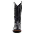 Austin Platinum Ostrich Leg Boots - Black - Square Toe