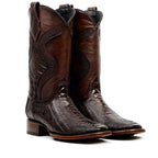 Austin Platinum Ostrich Leg Boots - Tobacco - Square Toe