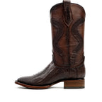 Austin Platinum Ostrich Leg Boots - Tobacco - Square Toe
