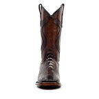 Austin Platinum Ostrich Leg Boots - Tobacco - Square Toe