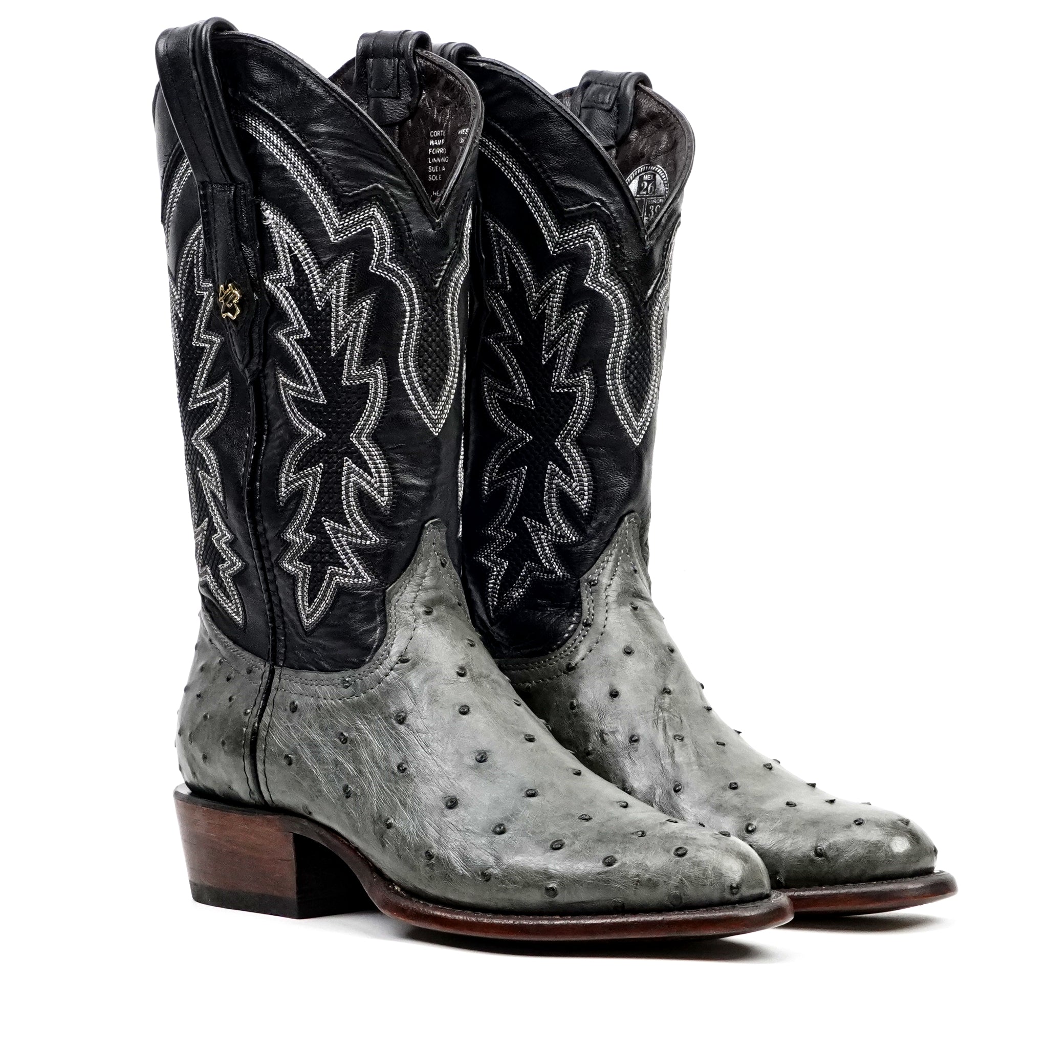 Austin Ostrich Boots - Zinc Gray - Roper Toe (AV201)