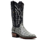 Austin Ostrich Boots - Zinc Gray - Roper Toe (AV201)