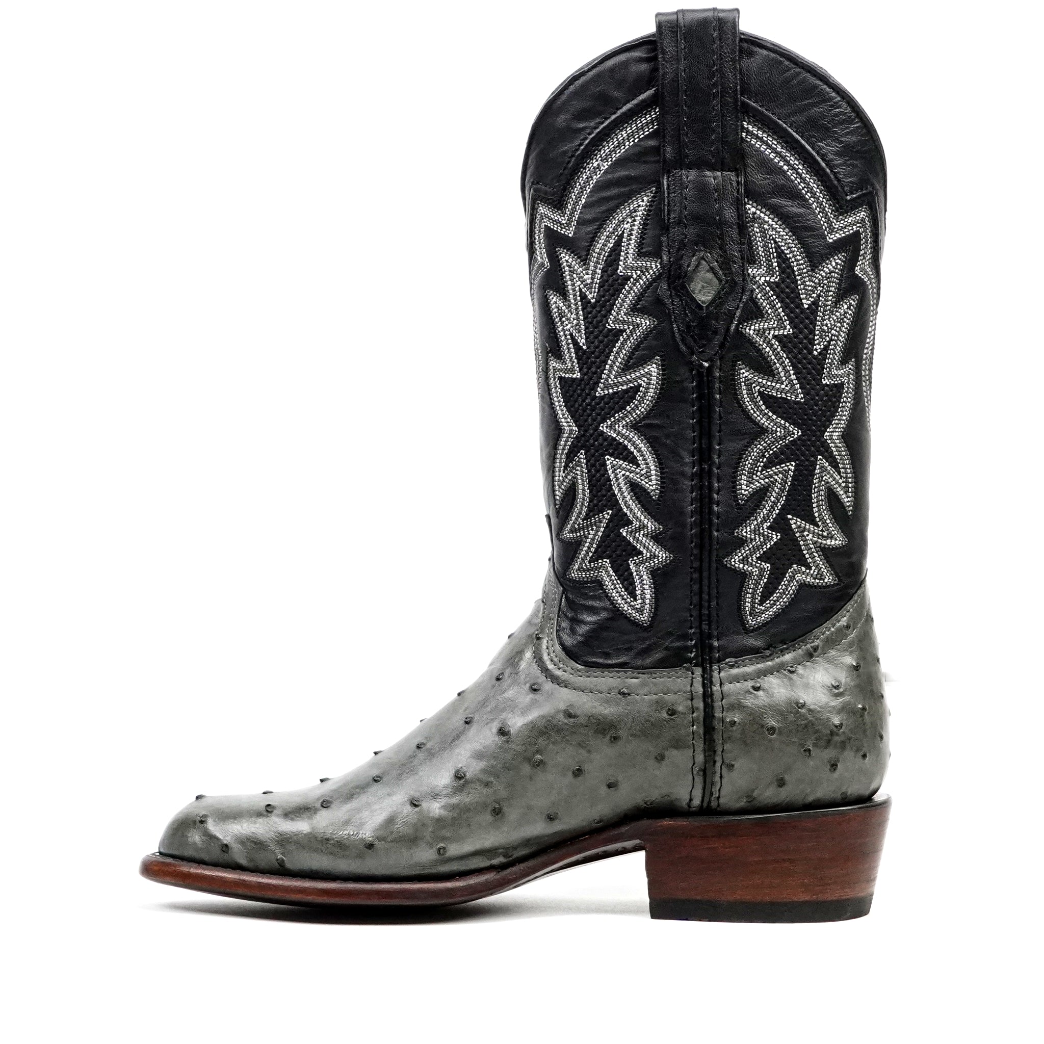 Austin Ostrich Boots - Zinc Gray - Roper Toe (AV201)