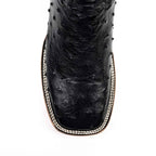 Austin Ostrich Boots - Black - Square Toe (AV20)