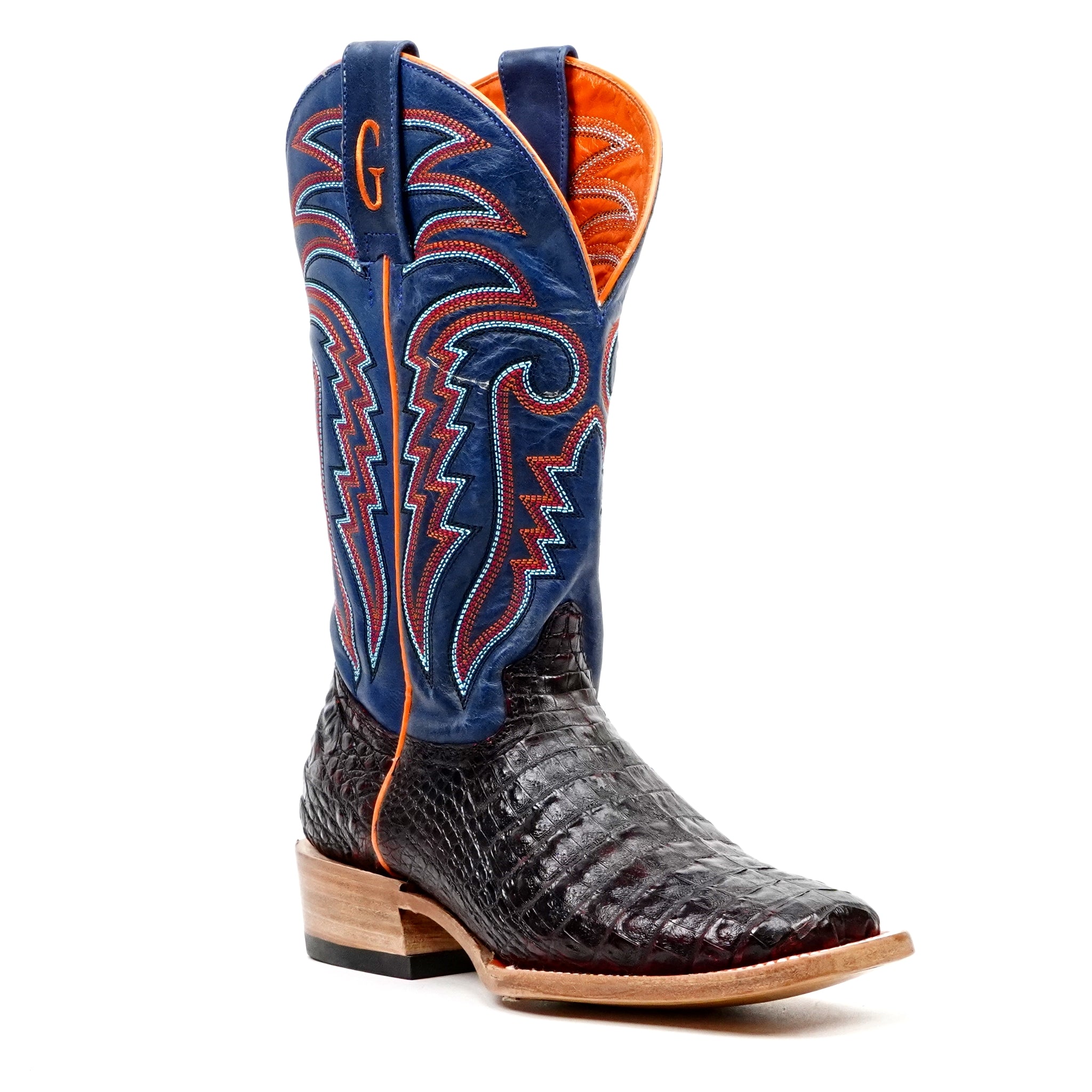 Ranger Caiman Full Belly Boots - Cherry - Square Toe - Gomez Western Wear