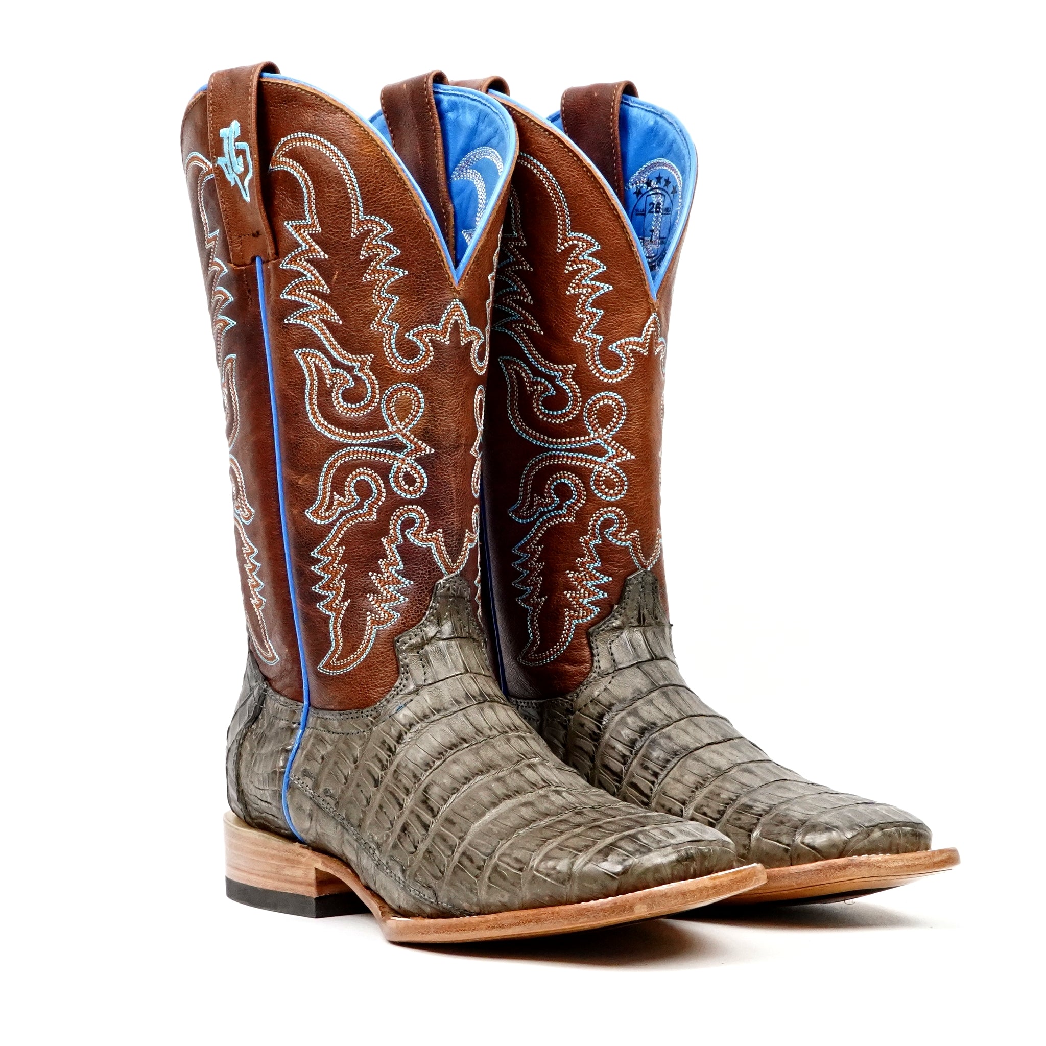 Ranger Caiman Belly Boots - Gray - Square Toe - Gomez Western Wear
