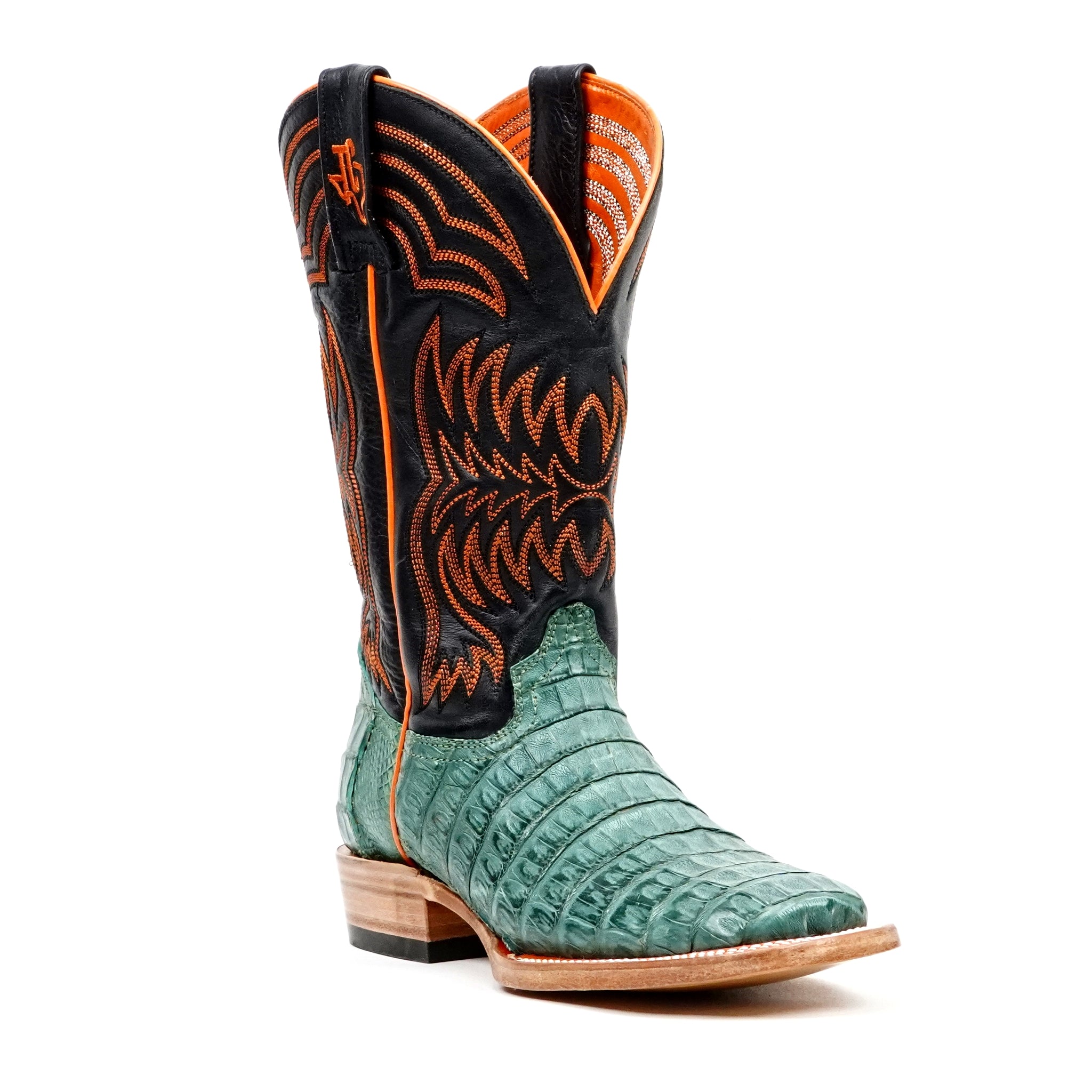 Ranger Caiman Belly Boots - Jade - Square Toe - Gomez Western Wear