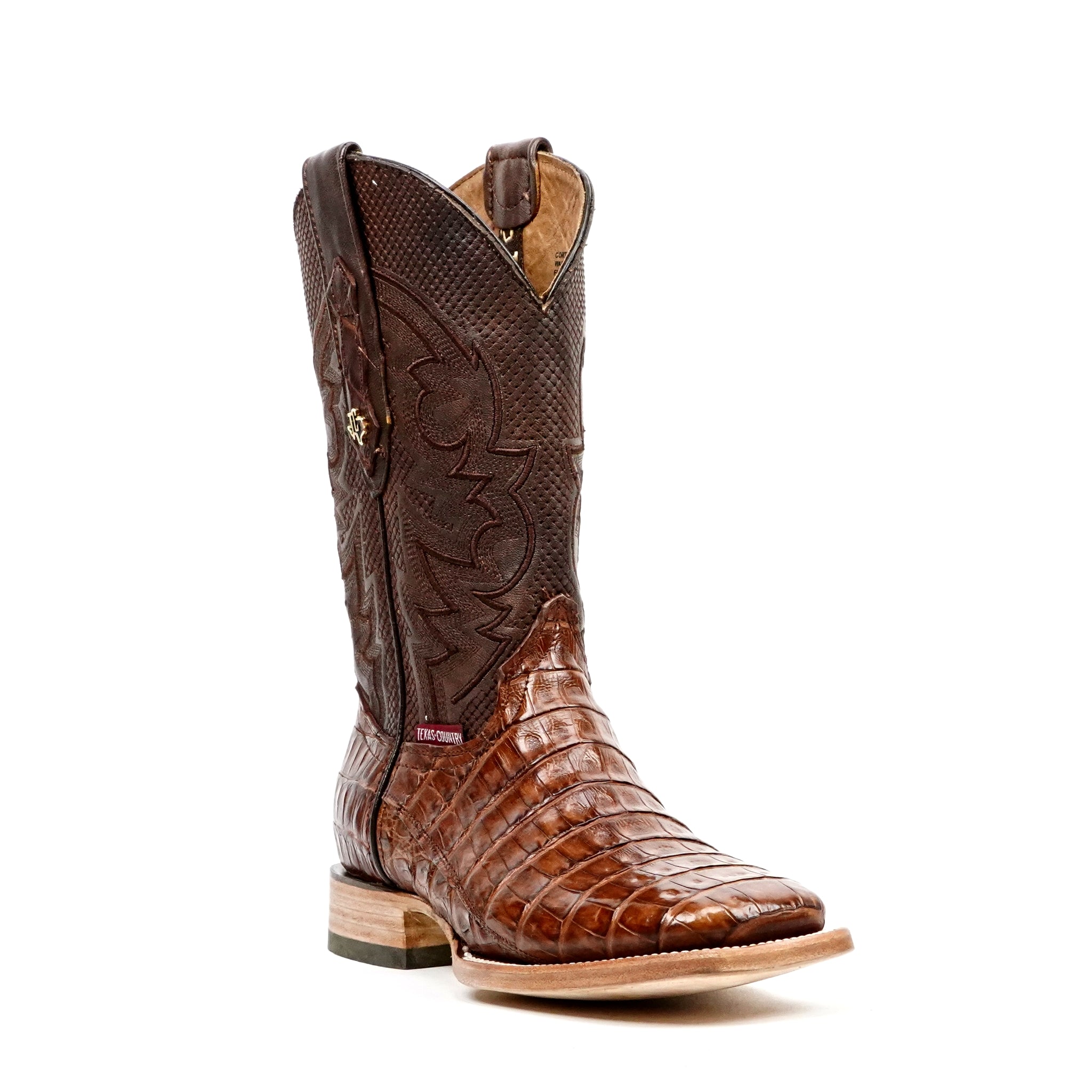 Rhodes Caiman Belly Boots - Brandy - Square Toe (LM10) - Gomez Western Wear