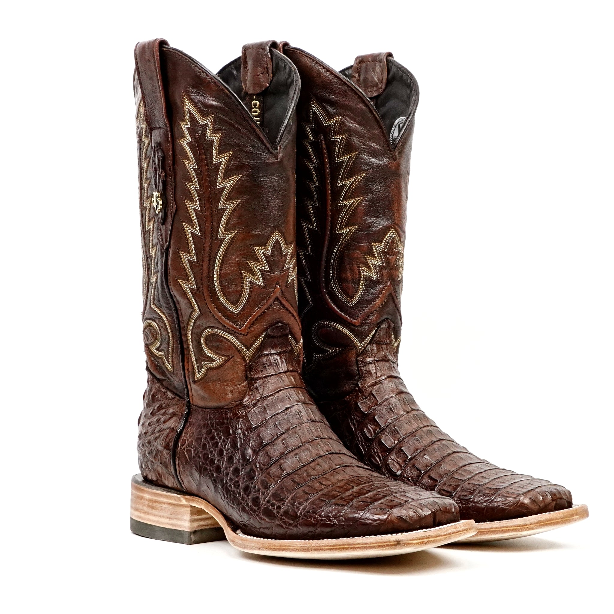 Rhodes Caiman Hornback Boots - Tobacco - Square Toe (LM10)