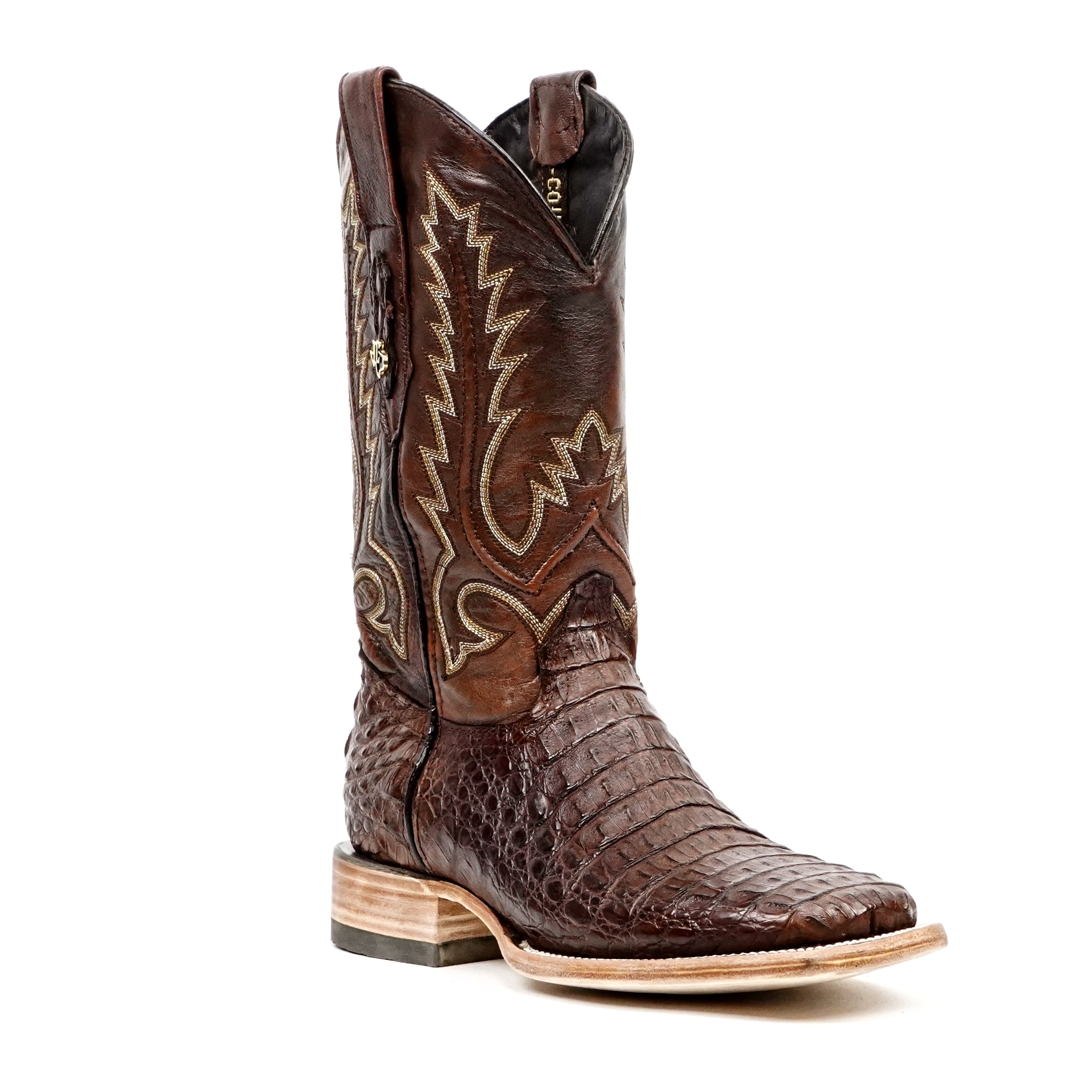 Rhodes Caiman Hornback Boots - Tobacco - Square Toe (LM10)